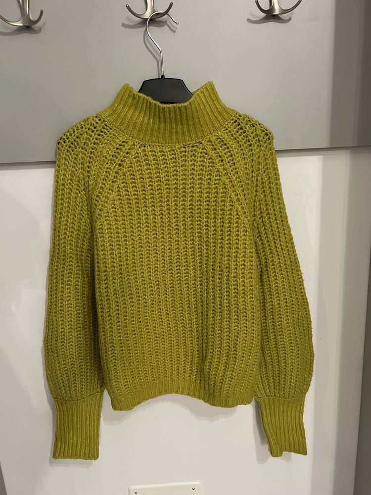 Pulover tricot galben-verzui