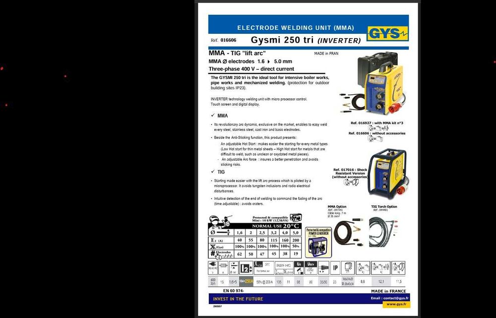 Aparat de sudura Gys Inverter 250 Tri