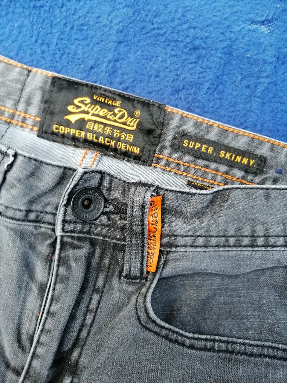 SUPERDRY Copper Black Denim  Supre Skinny de damă, mărimea 28 W, 32 L.