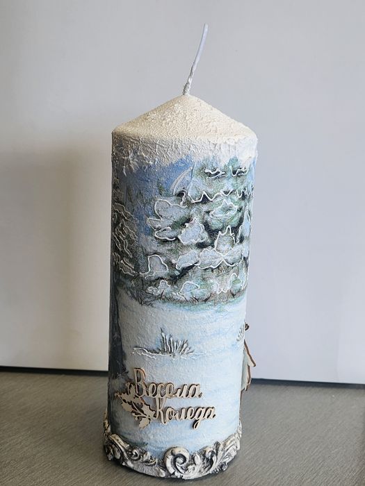 Коледна свещ ръчна изработка