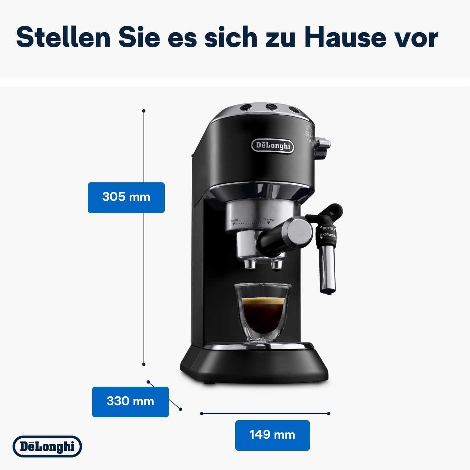 Кафемашина De'Longhi Dedica EC685, дюза за млечна пяна, две цедки
