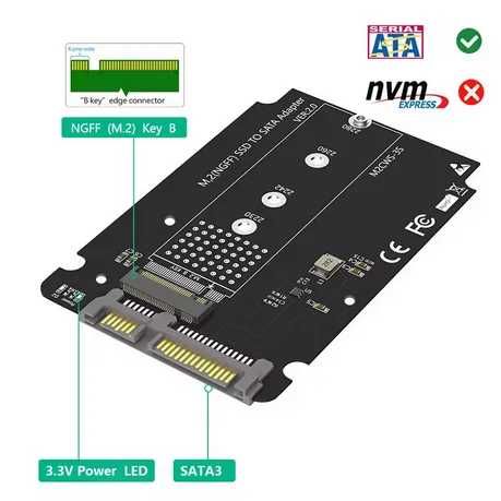 Adaptor SSD M.2 la SATA III 6Gbps SSD 2.5 inch M2 B-Key SSD carcasa al