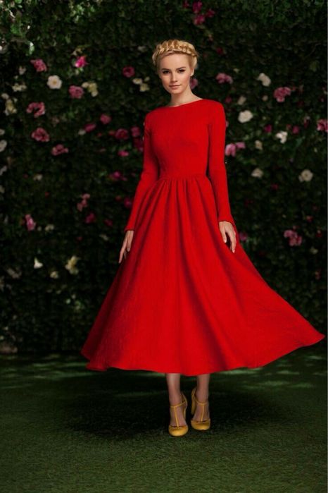 Красное платье в пол от кутурье новое