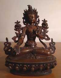 Statueta asiatica veche, ”Tara Alba”, cu Pietre Semipretioase, Tibet