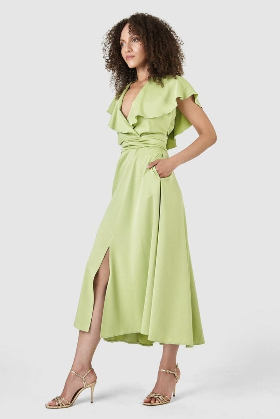 Рокля Closet London лайм ризида 50 52 54 EU 3хл 4хл гръдна: 120-132 см