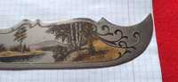 Старинный нож для бумаг. Злотоус гравюра на стали 1950 годы
