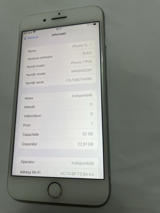 Iphone 7 Plus 32 gb 100% baterie,liber