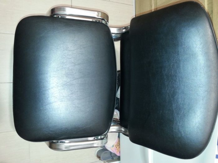 1002LEI -Set 6 Buc - Scaune vizitator GOA CHROME, Negru piele + chrome