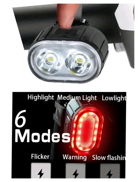 Far bicicleta LED încărcare TIP C + Stop bicicleta LED 6 moduri