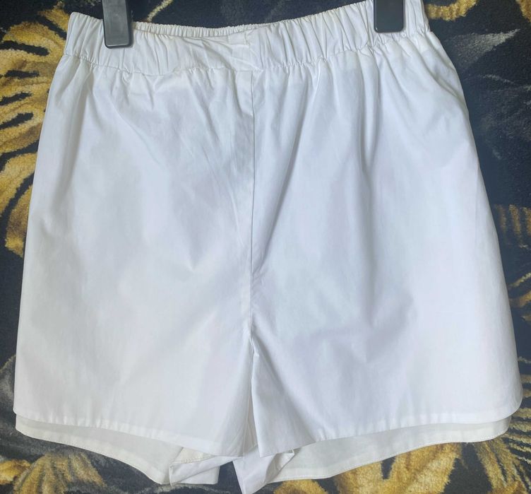 Pantaloni scurți albi, nou, S/36, bumbac, talie medie/inalta