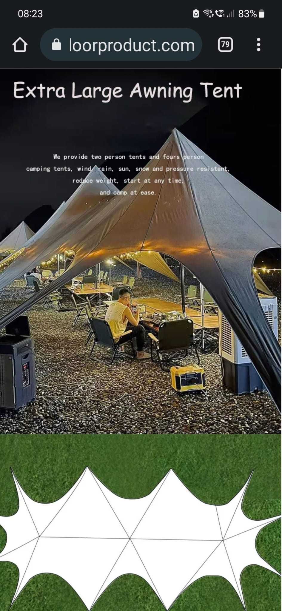 Cort glamping, evenimente, party, tip pergola STAR 9x20 m, 180 mp