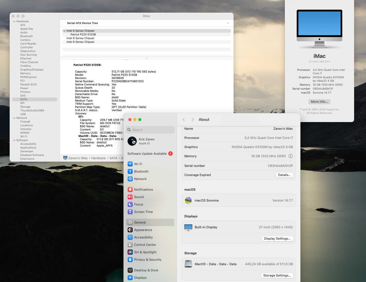 Уникален Apple iMac 27 inch  Nvidia Quadro macOS Sonoma