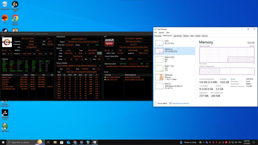 Vand PC Gaming Ryzen 5 5600, Rx 6600XT, 16GB Ram, SSD