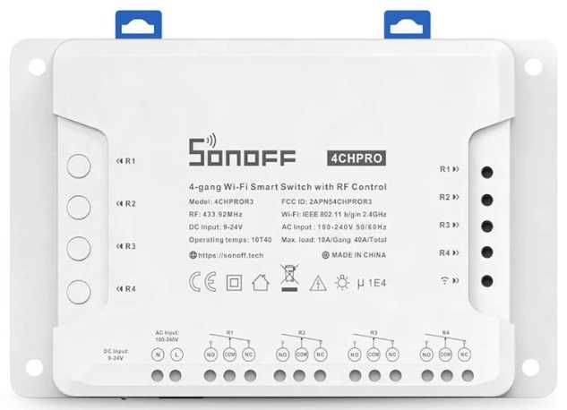 Comutator switch WiFi + RF 433MHz, cu 4 canale, Sonoff 4CHPROR3