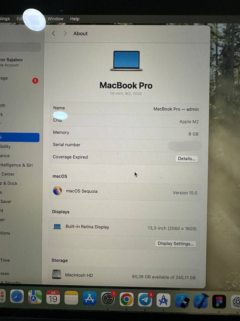 Macbook pro m2 8/256GB 2022