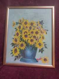Tablou in ulei, subiect floral, 44x37 cm