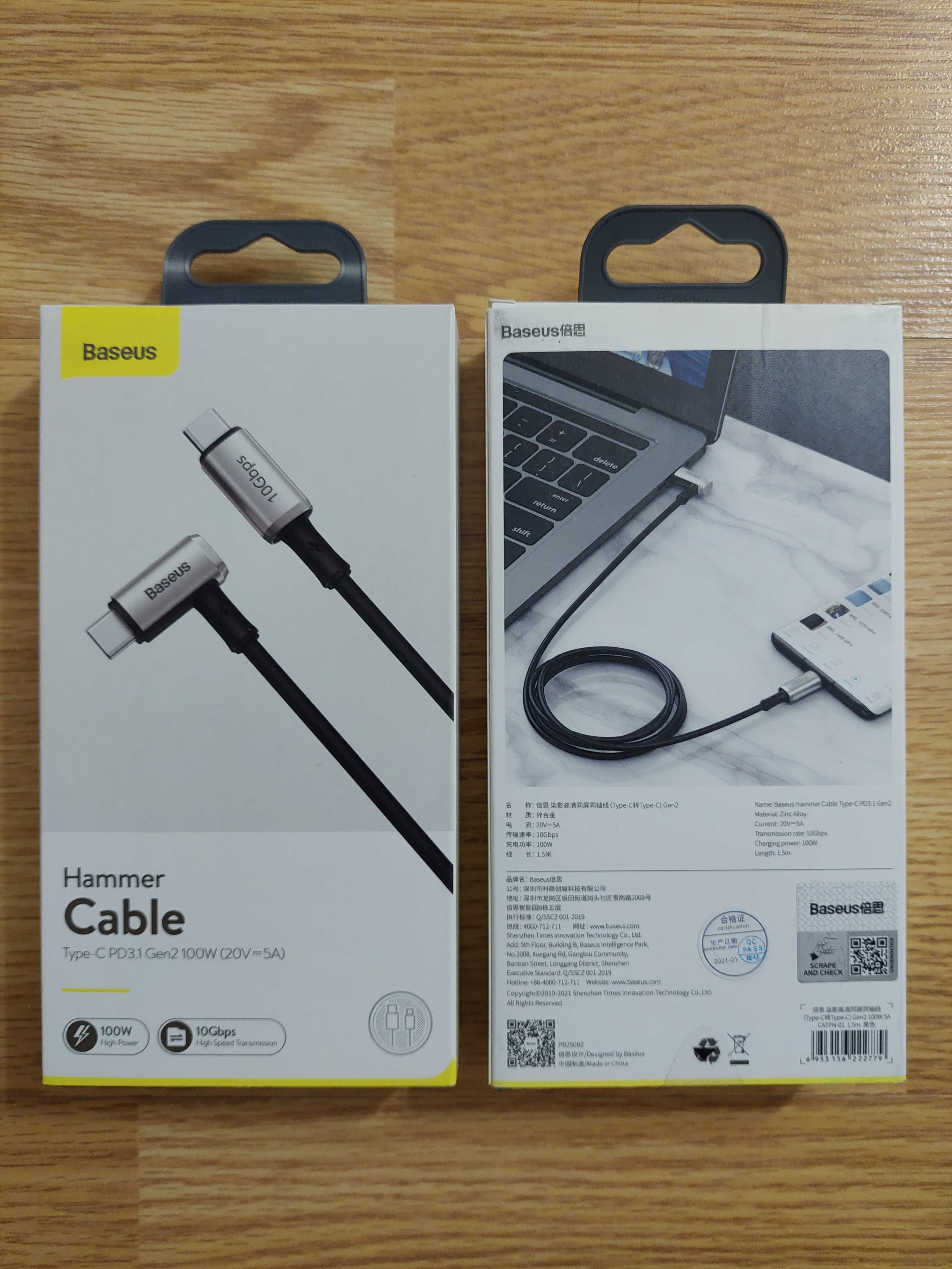Cablu Baseus Hammer Type-C La Type-C PD Cu VOOC 4K la 60Hz 10Gbps 100w