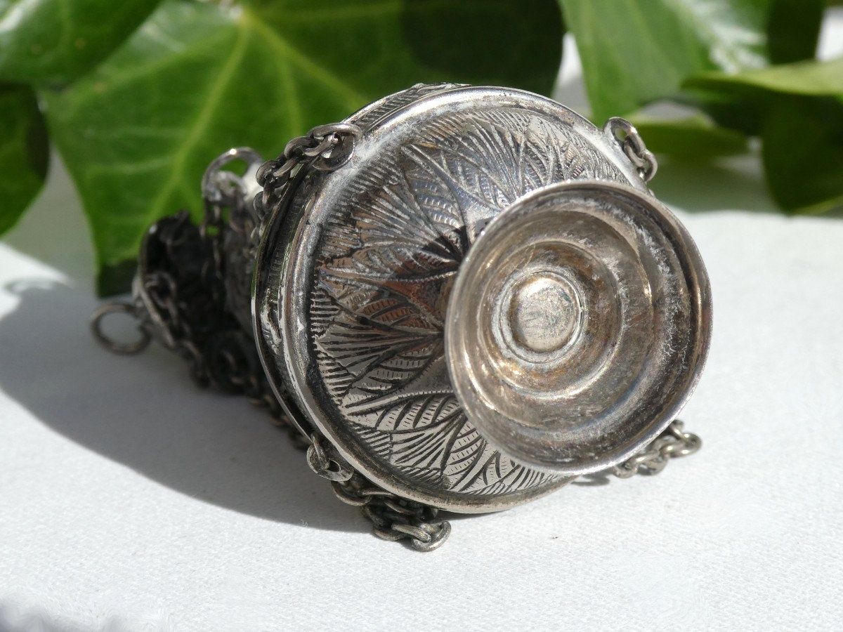 Cădelniță Miniaturală Din Metal Argintiu Epoca Napoleon III