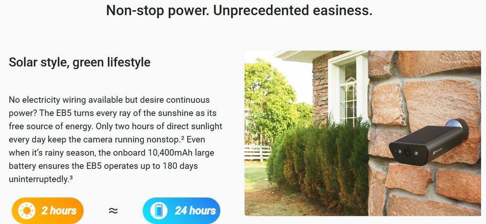 Quyosh panel kamera Ezviz EB5 4K|Камера наблюдения на солнечной панели