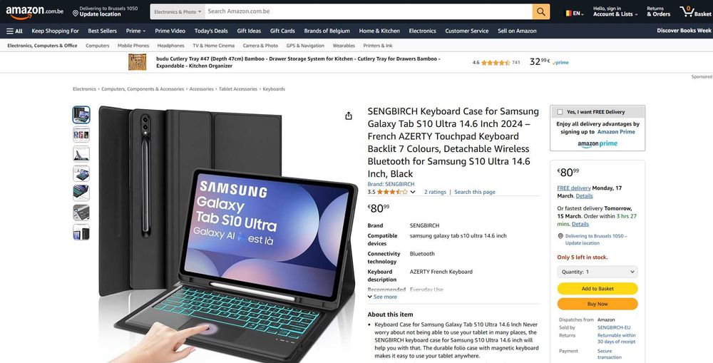 Husa + Tast RGB Samsung Galaxy Tab S10 Ultra 14.6, REDUS de la 350RON