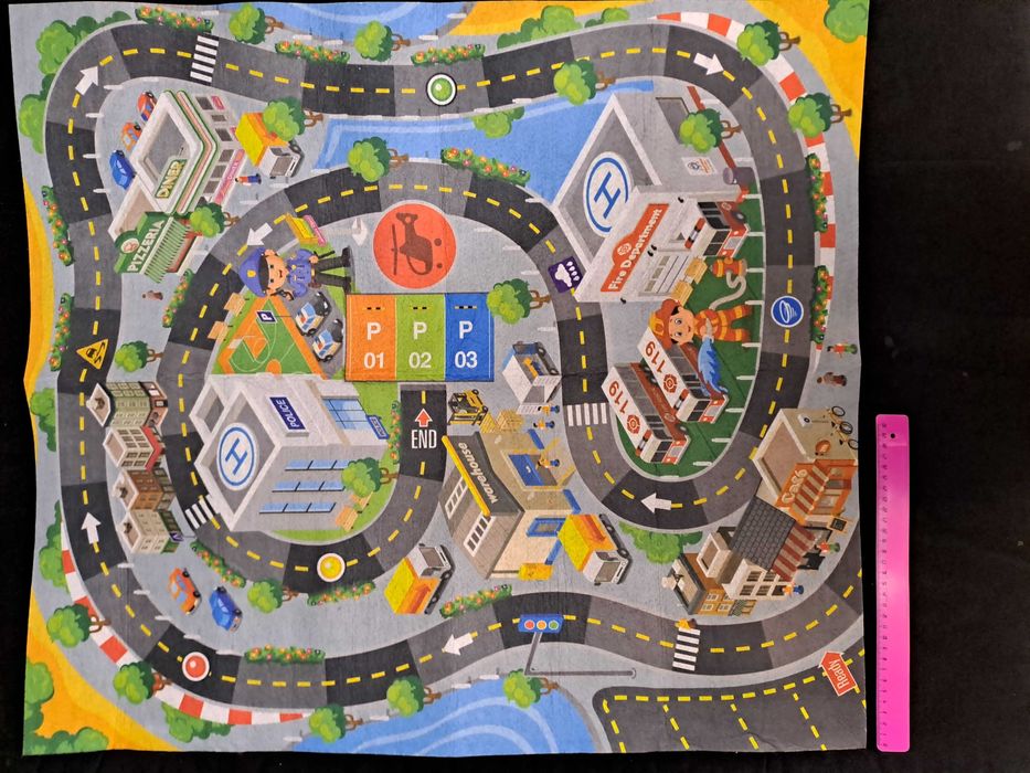 детский коврик с рисунком дороги для машинок 79х70 см