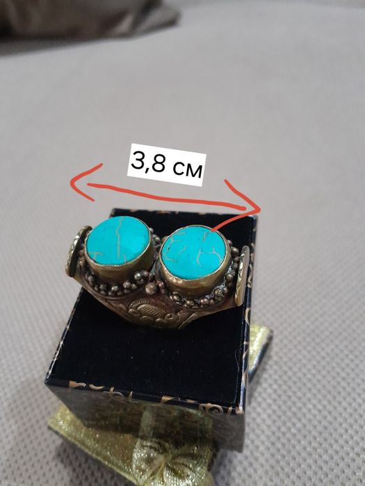 Эксклюзив! Перстень  из индейской резервации  с натуральной бирюзой