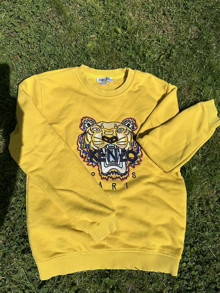 Bluza Kenzo originala scris brodat culoare galbena