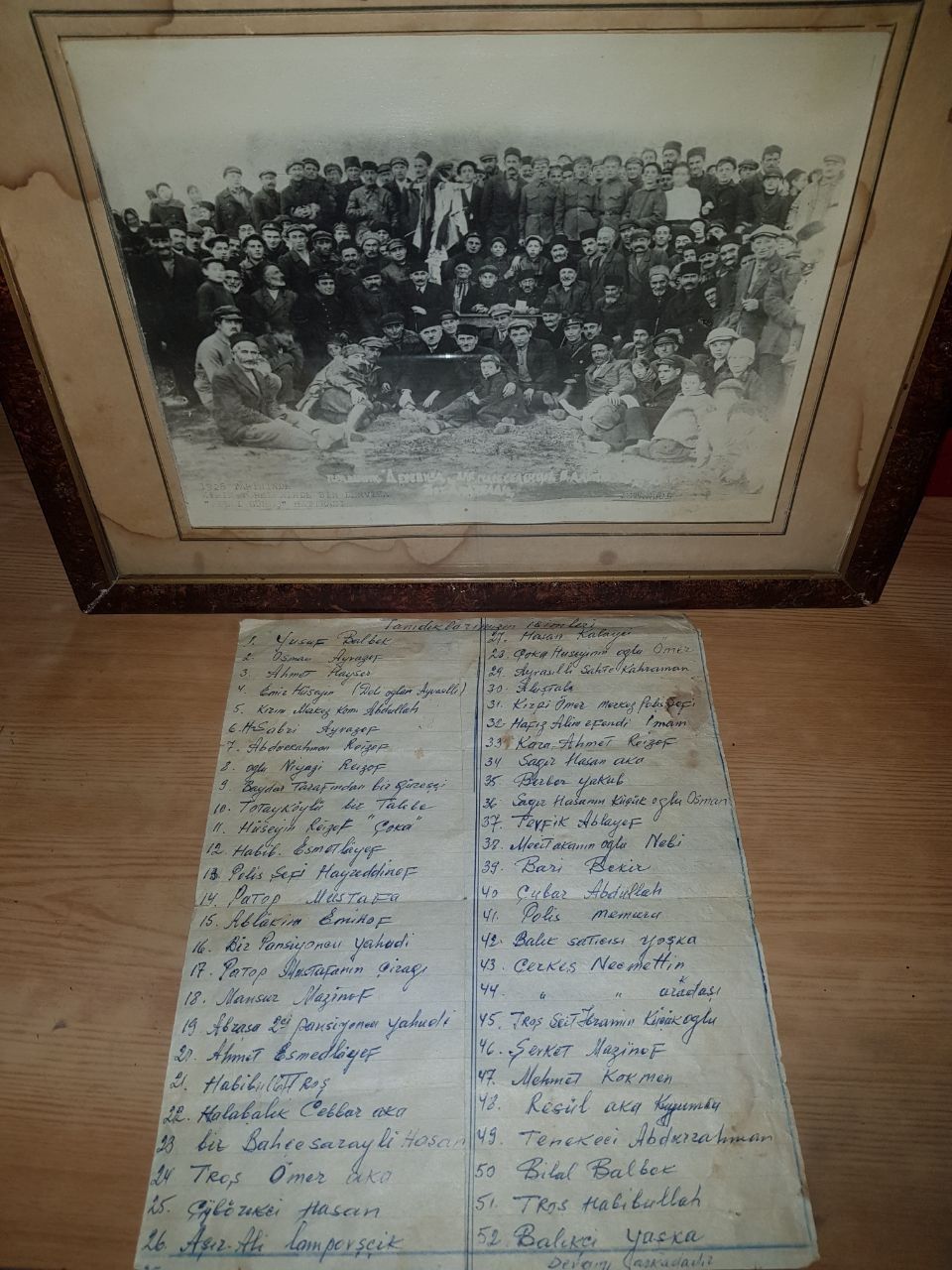 Групповое фото Турки 1926 года с описанием фамилии и имени