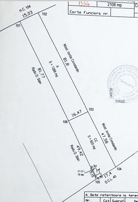 Teren intravilan 2.100 mp–Bolovani,Com.Cornățelu, Dâmbovița 45 km .Buc
