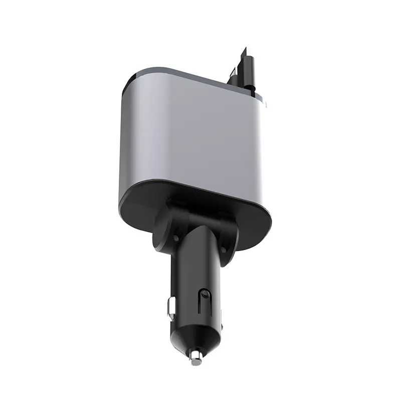 Incarcator auto 4 in 1, 100W, Cablu Retractabil Type C + Lightning