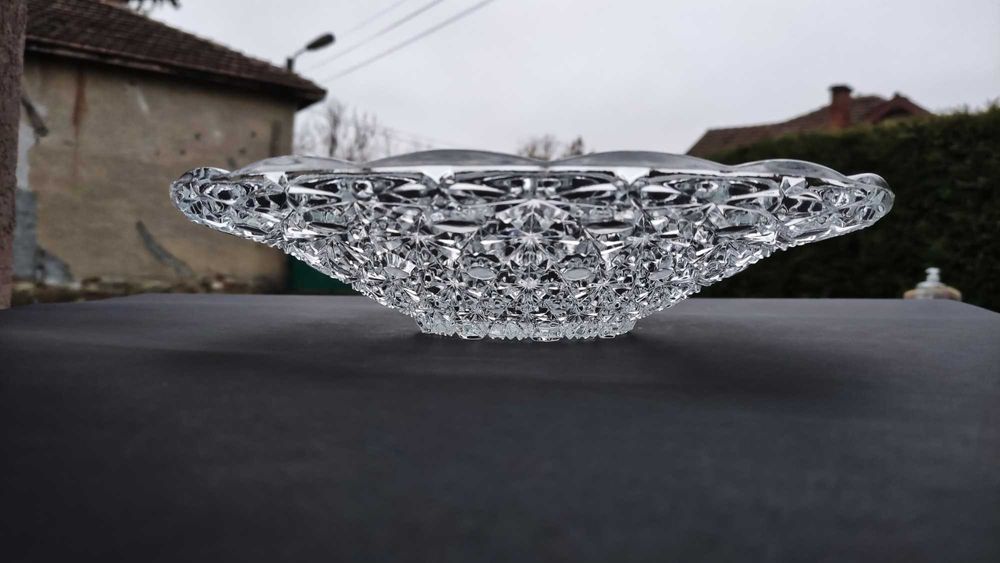 Голяма френска фруктиера от кристално стъкло