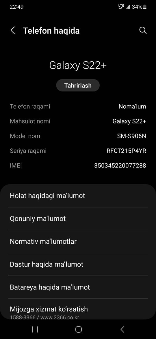 Samsung s22plus sotiladi srochniy