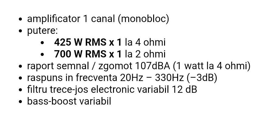 Subwoofer auto Pioneer 1500W + statie JBL GTO 7001