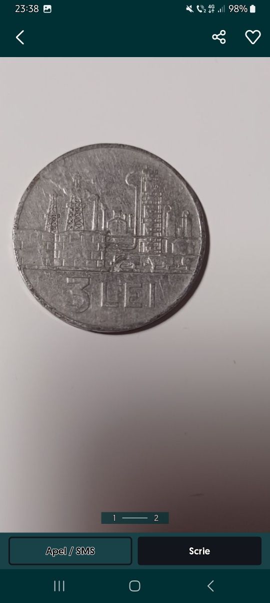 Moneda de 3 lei an 1966