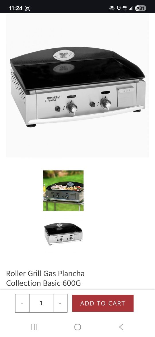 Grill gaz placa plancha inox emailat Roller Grill profesionala