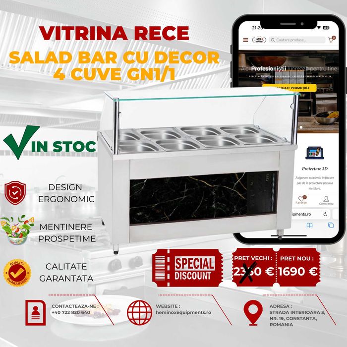 Vitrina Rece Salad Bar 3 Cuve, 4 Cuve Diverse Modele In Stoc