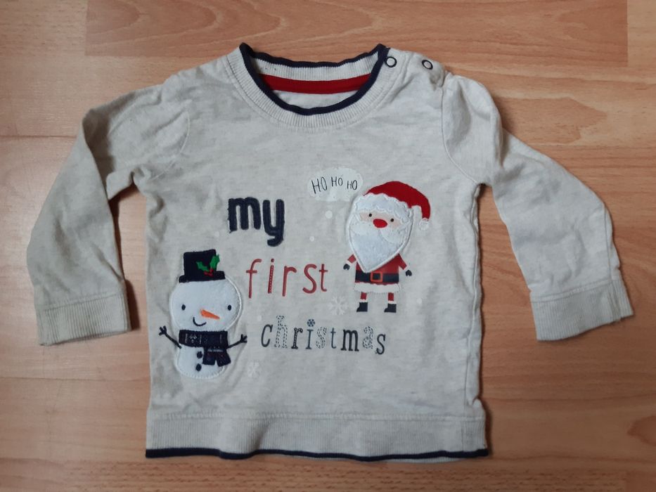 Лот от 3 броя коледни блузки, размер 6-9 м