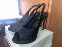 Pantof elegant dama Marime 36 Piele&Glitter Negru Evenimente
