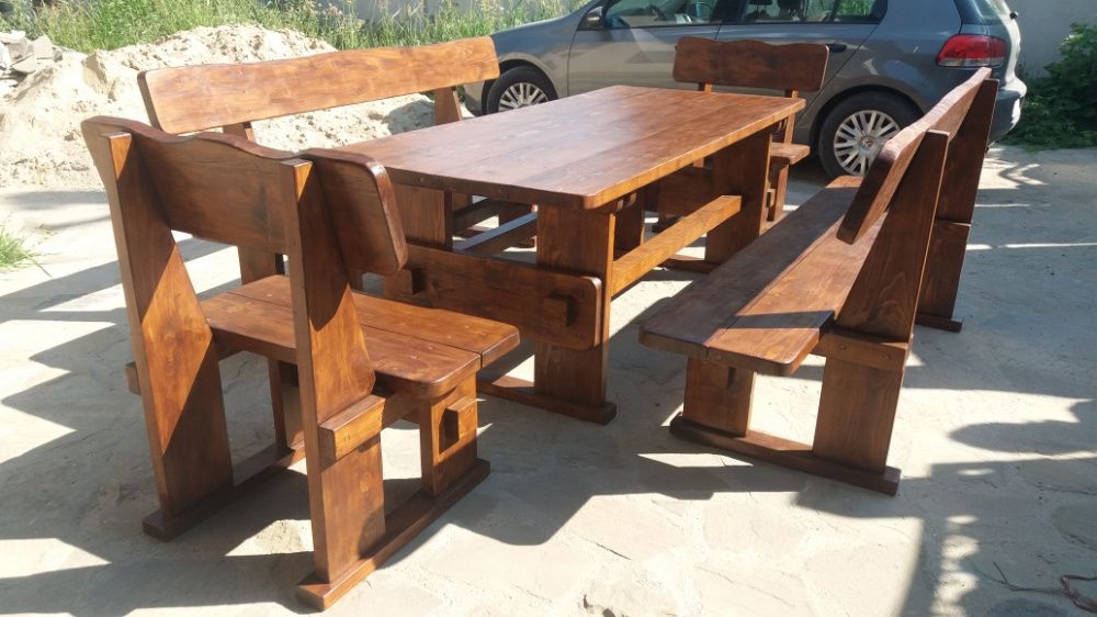 Set masa lemn masiv-2 canapele,2 scaune/terasa/gradina/foisor