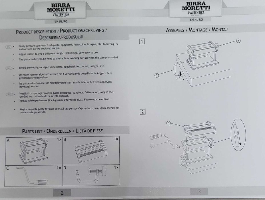 Mașină de facut paste - Inscripționată Birra Moretti