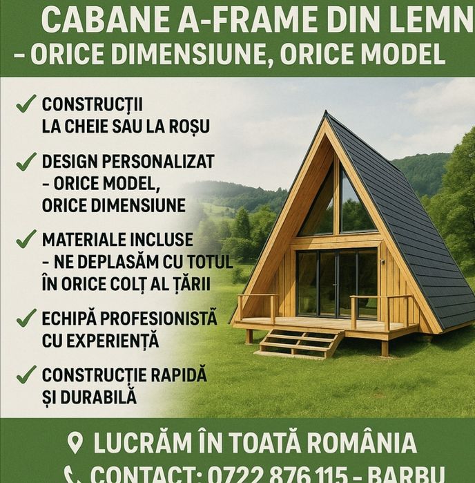 Vând/fac cabane din lemn tip A 

Orice dimisiune 

La schimb cu masini