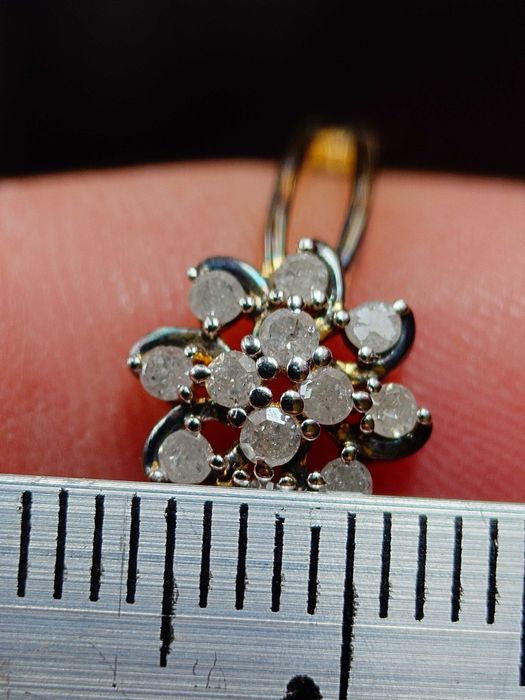 Inel din argint aurit cu diamante tăietură veche europeană