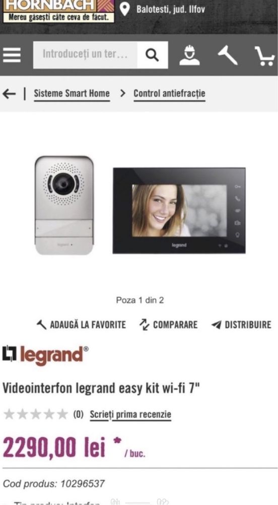 Videointerfon color Legrand EasyKit, accesori incluse, conexiune Wifi