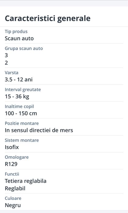 Scaun auto copii Cybex Silver Solution B i-fix 100-150cm, produs nou