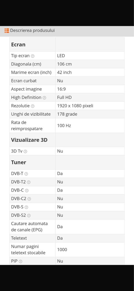 Vand televizor : Televizor LED LG, 107cm, Full HD, 42LN5400