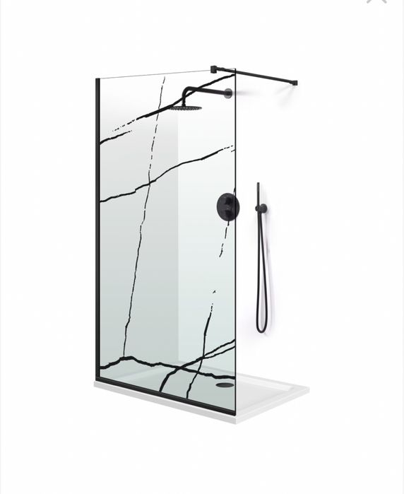 Cabina de dus walk-in Model marble negru, dimensiune 50x195cm