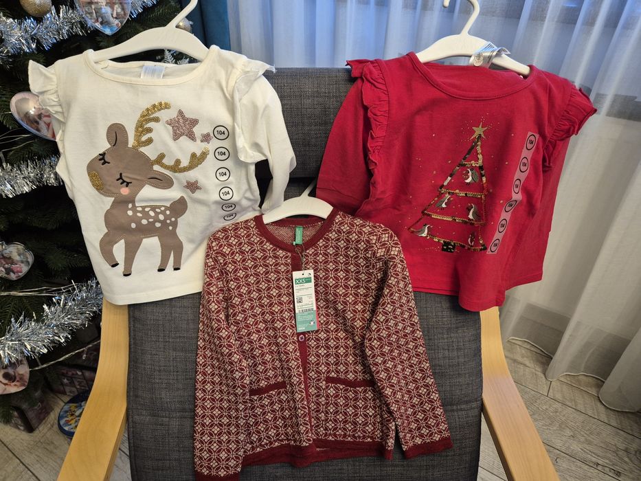 Outfit Crăciun Revelion fetițe noi etichetă 104 / 3-4 ani C&A Benetton