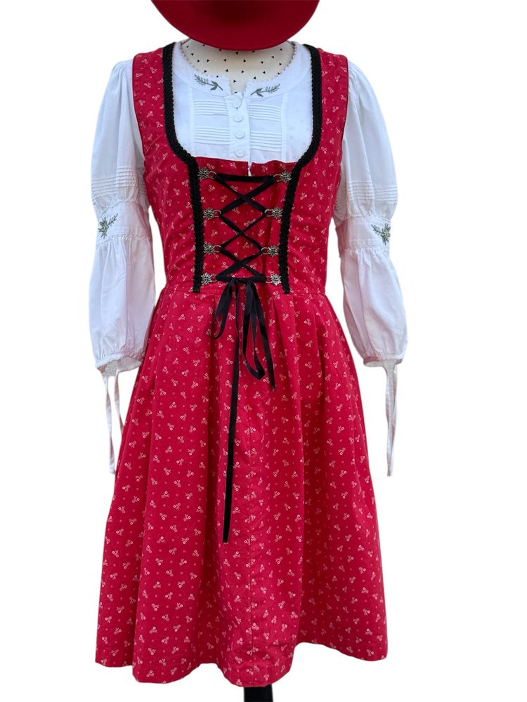 Rochie Dirndl rosie din bumbac