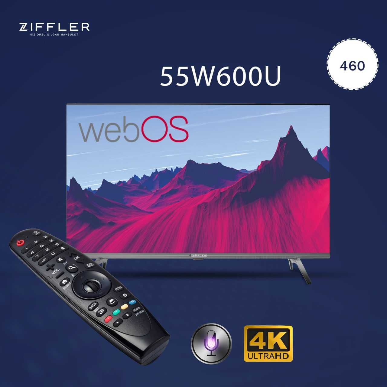 Телевизор Ziffler 55Q800F 55" QLED/Smart TV/Android TV/Голосовой