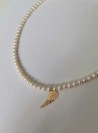 Colier din perle naturale cu pandant și elemente din aur 14k